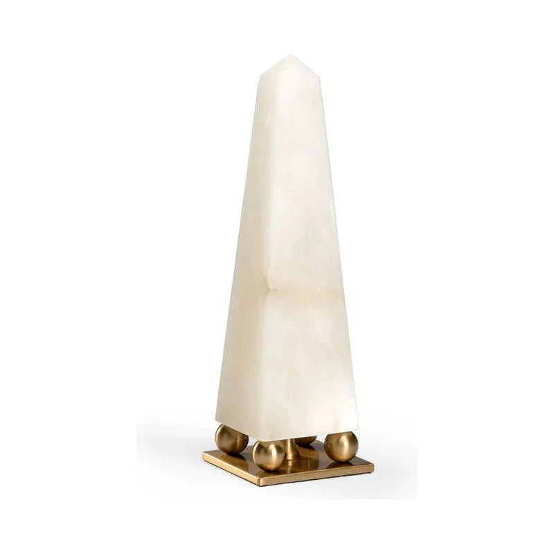 Alabaster Obelisk White Sculpture - LOOMLAN - Chelsea House - Statues & Sculptures