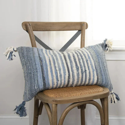 Alee Recycled Denim Blue Lumbar Pillow Insert - LOOMLAN - LOOMLAN - Throw Pillows