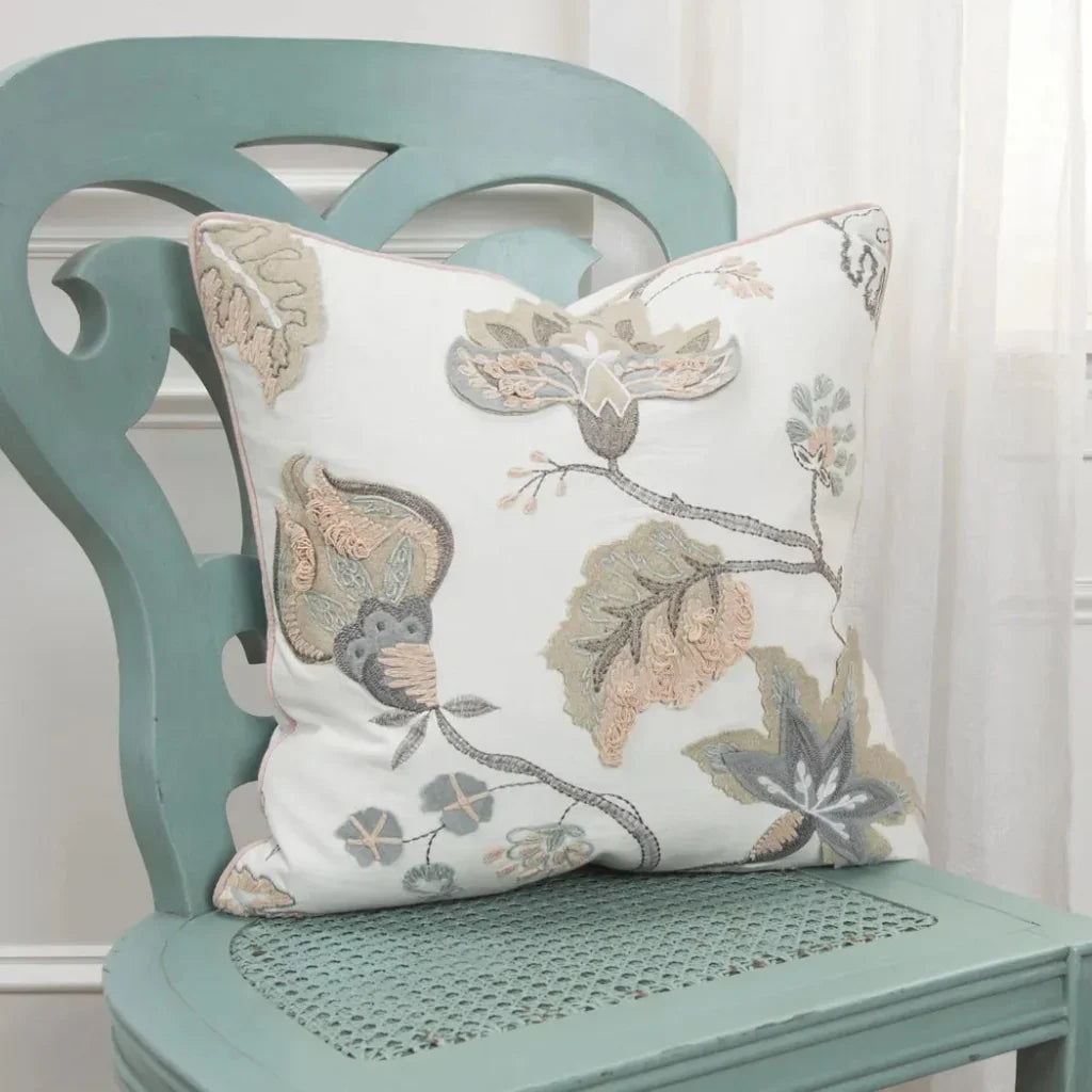 LOOMLAN Alleo Embroidered Floral Blush Pillow Insert