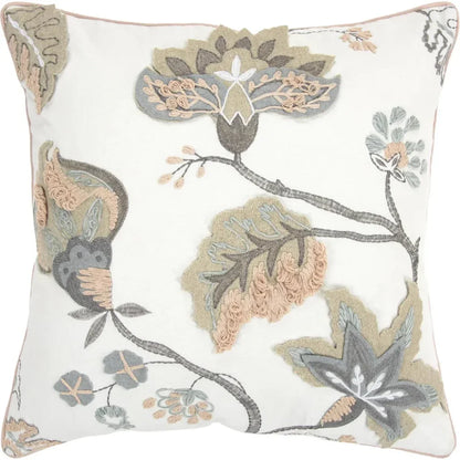 LOOMLAN Alleo Embroidered Floral Blush Pillow Insert