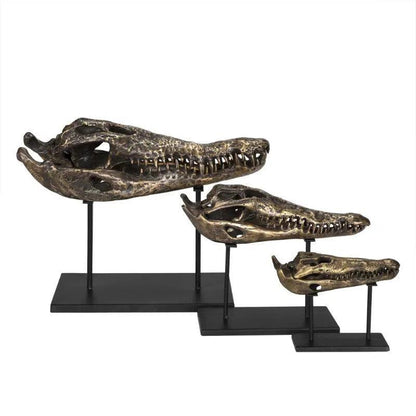 Alligator On Stand Antique Brass Sculpture