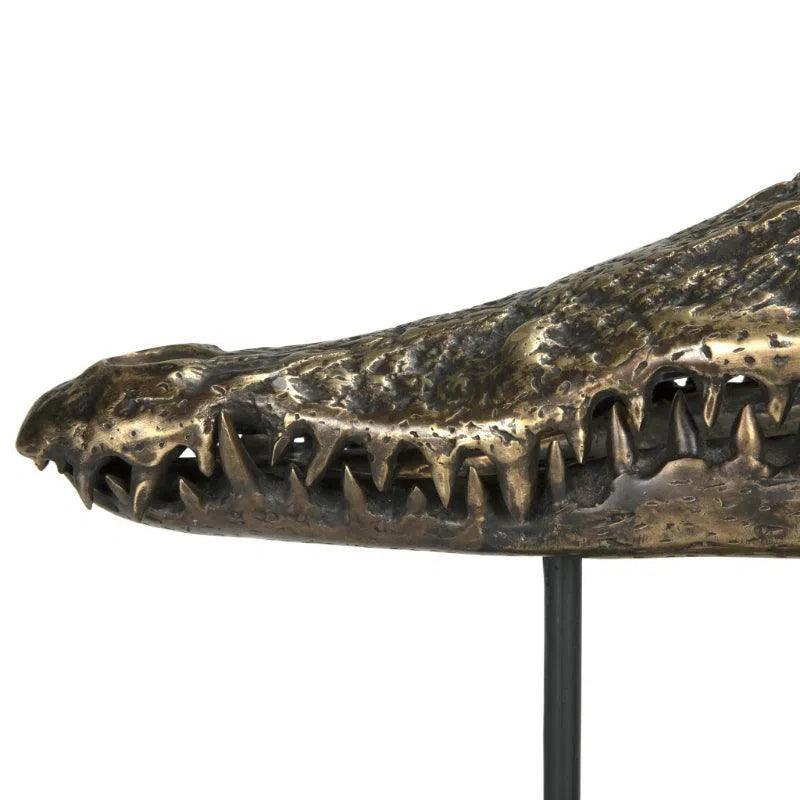 Alligator On Stand Antique Brass Sculpture