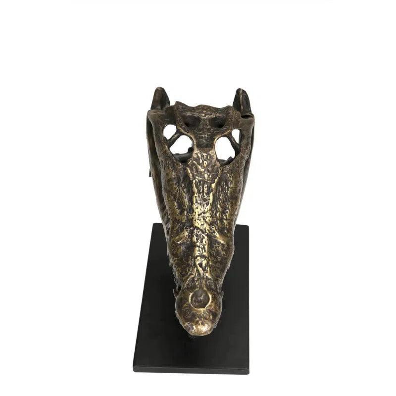Alligator On Stand Antique Brass Sculpture