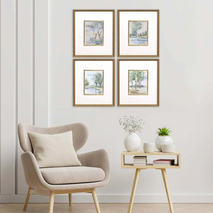 Along the Way Wood Frame Blue Canvas Art 4PC