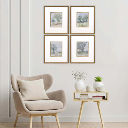 Along the Way Wood Frame Blue Canvas Art 4PC