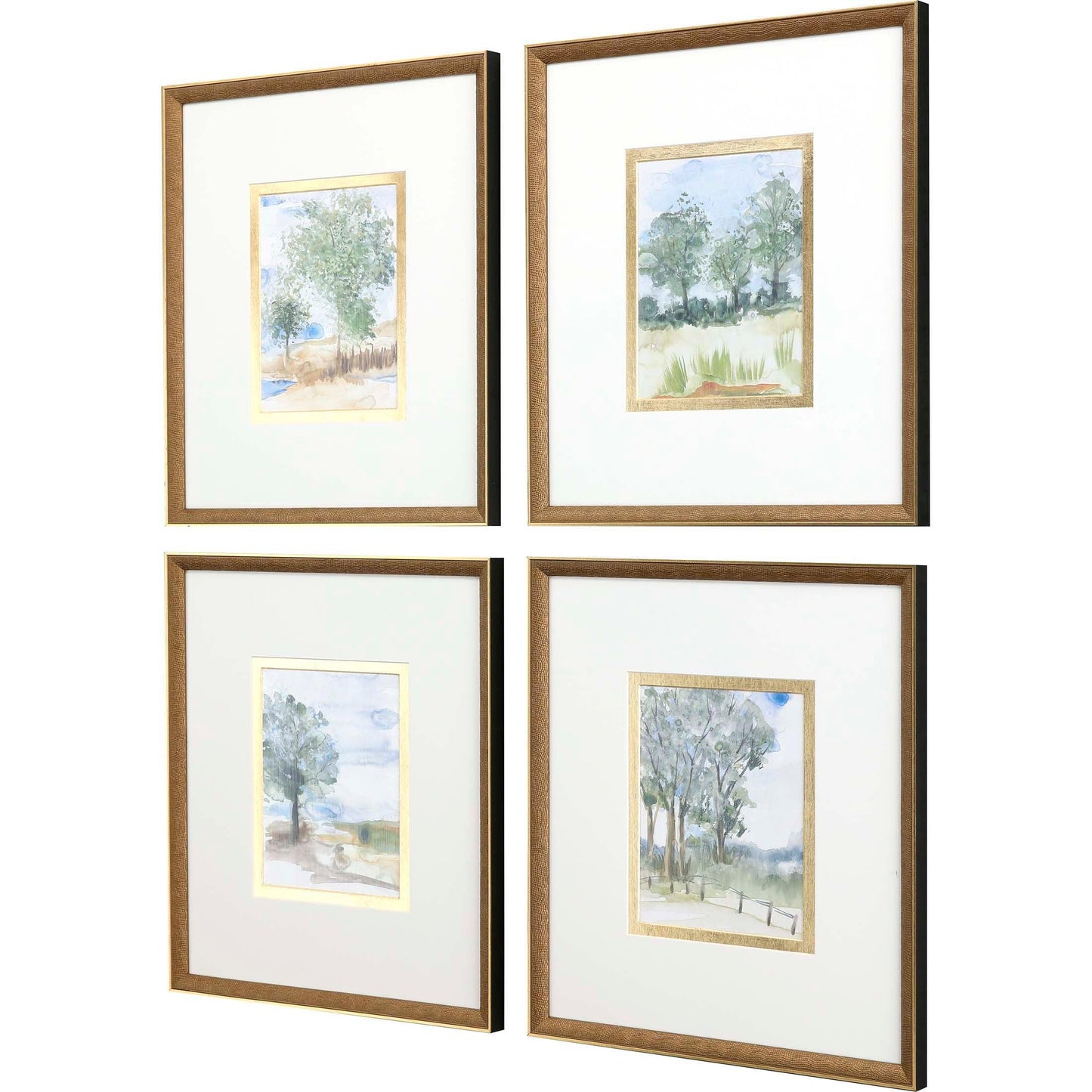 Along the Way Wood Frame Blue Canvas Art 4PC