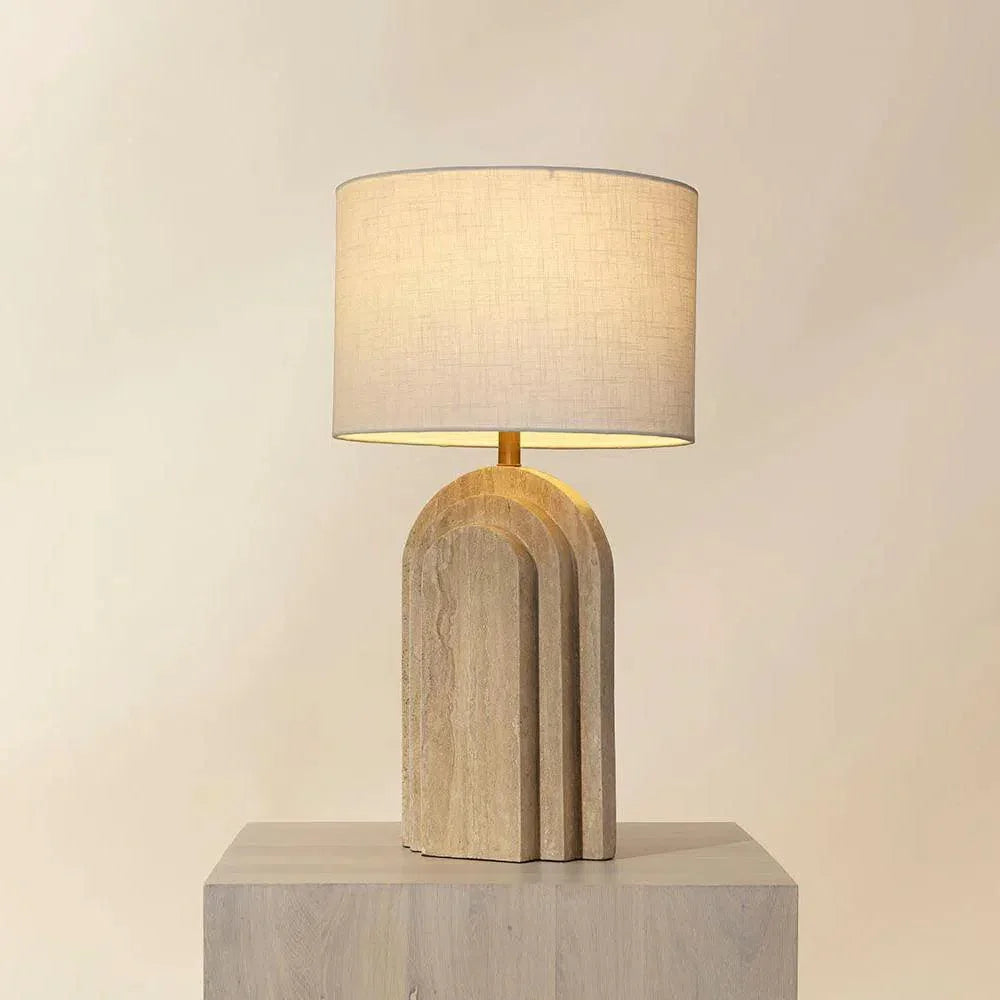 Ancona Table Lamp Hand Natural Travertine - LOOMLAN - SUNPAN - Table Lamps