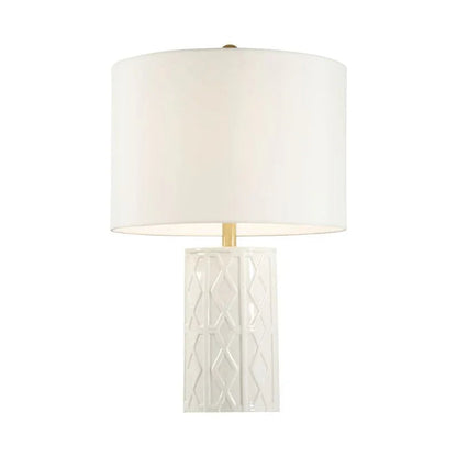 Andreu White Ceramic Raised Design Table Lamp - LOOMLAN - Chelsea House - Table Lamps