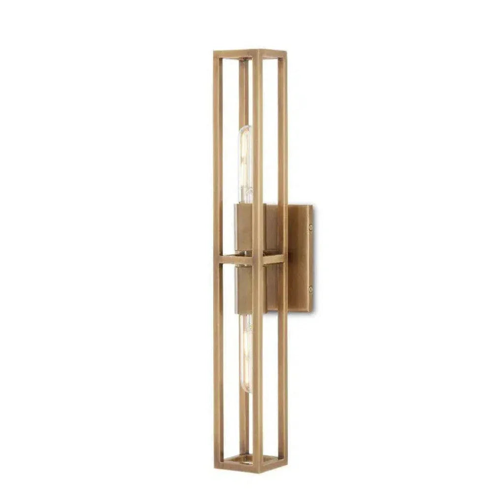 Antique Brass Bergen Brass Wall Sconce - LOOMLAN - Currey & Co - Wall Sconces