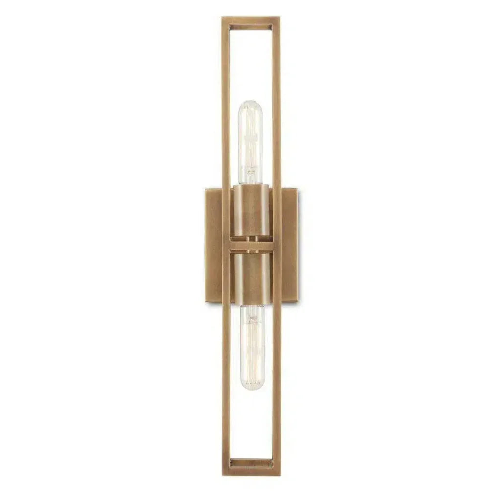 Antique Brass Bergen Brass Wall Sconce - LOOMLAN - Currey & Co - Wall Sconces