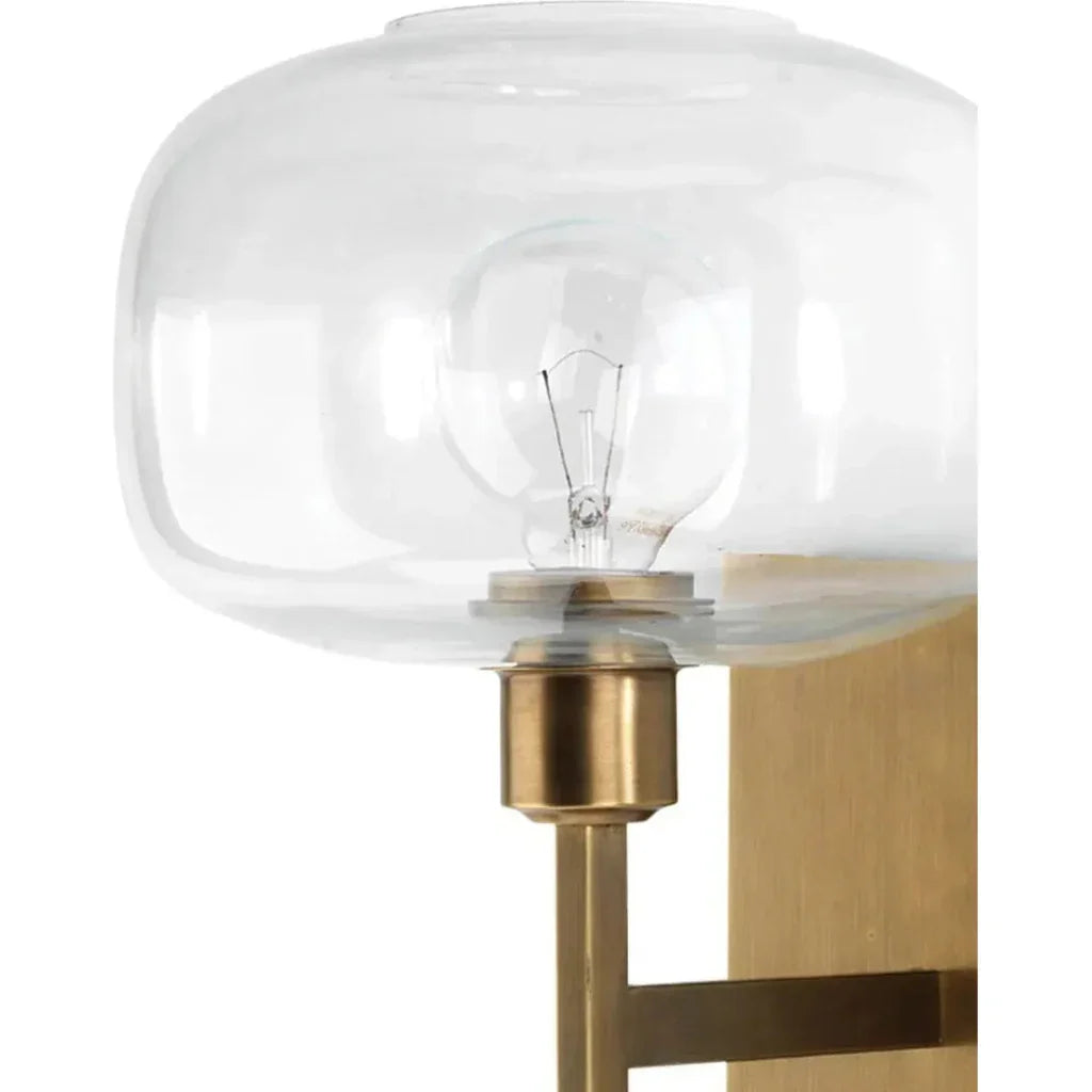 Antique Brass Clear Glass Scando Mod Sconce - LOOMLAN - Jamie Young - Wall Sconces