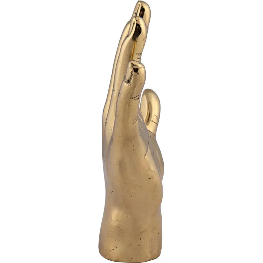 Antique Brass Hand Signs Sculpture