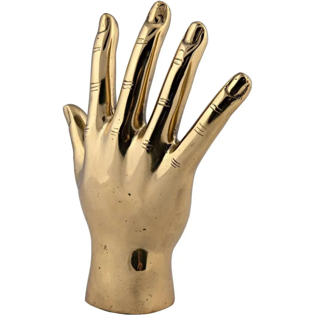 Antique Brass Hand Signs Sculpture