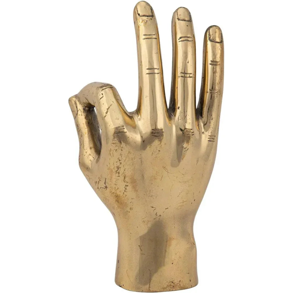 Antique Brass Hand Signs Sculpture