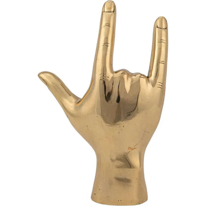 Antique Brass Hand Signs Sculpture