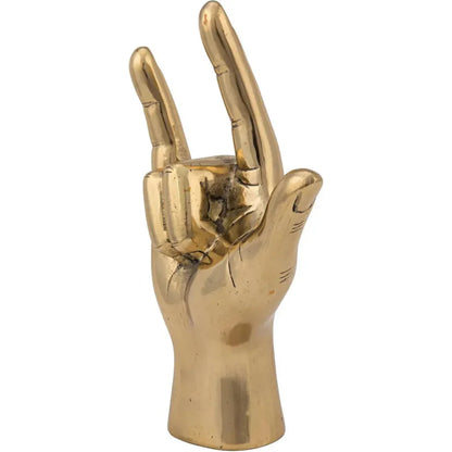 Antique Brass Hand Signs Sculpture