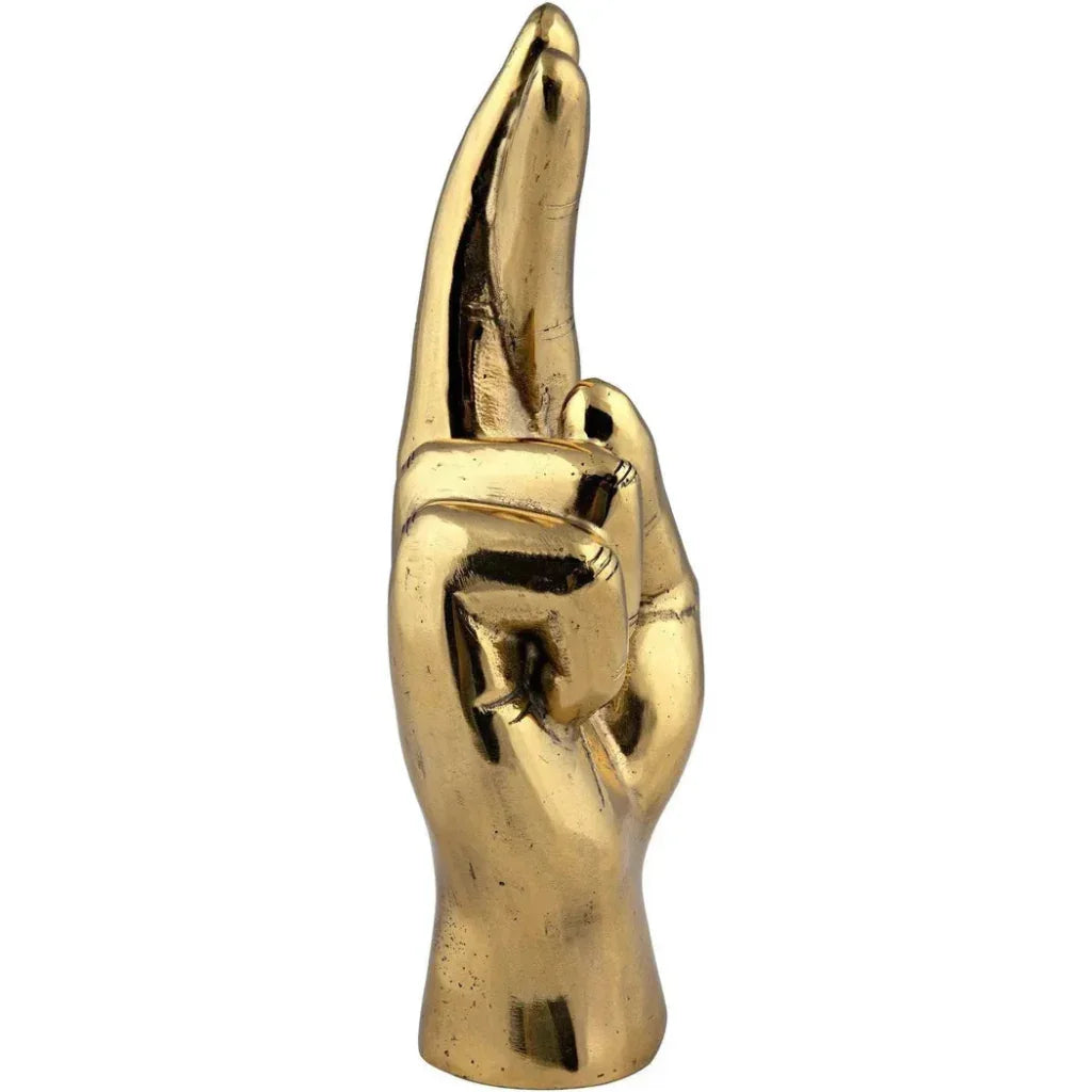 Antique Brass Hand Signs Sculpture