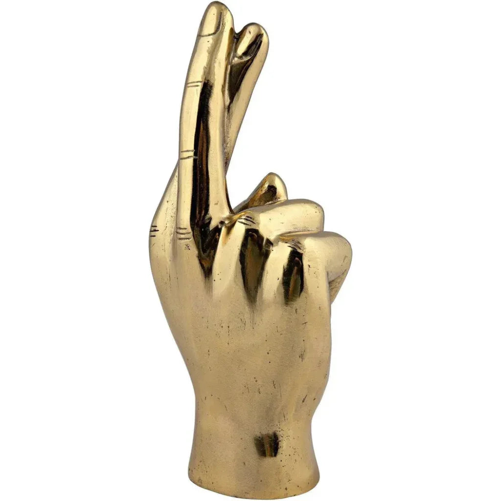 Antique Brass Hand Signs Sculpture