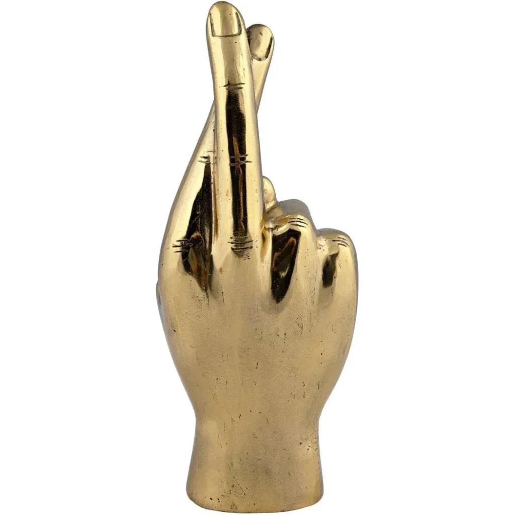Antique Brass Hand Signs Sculpture