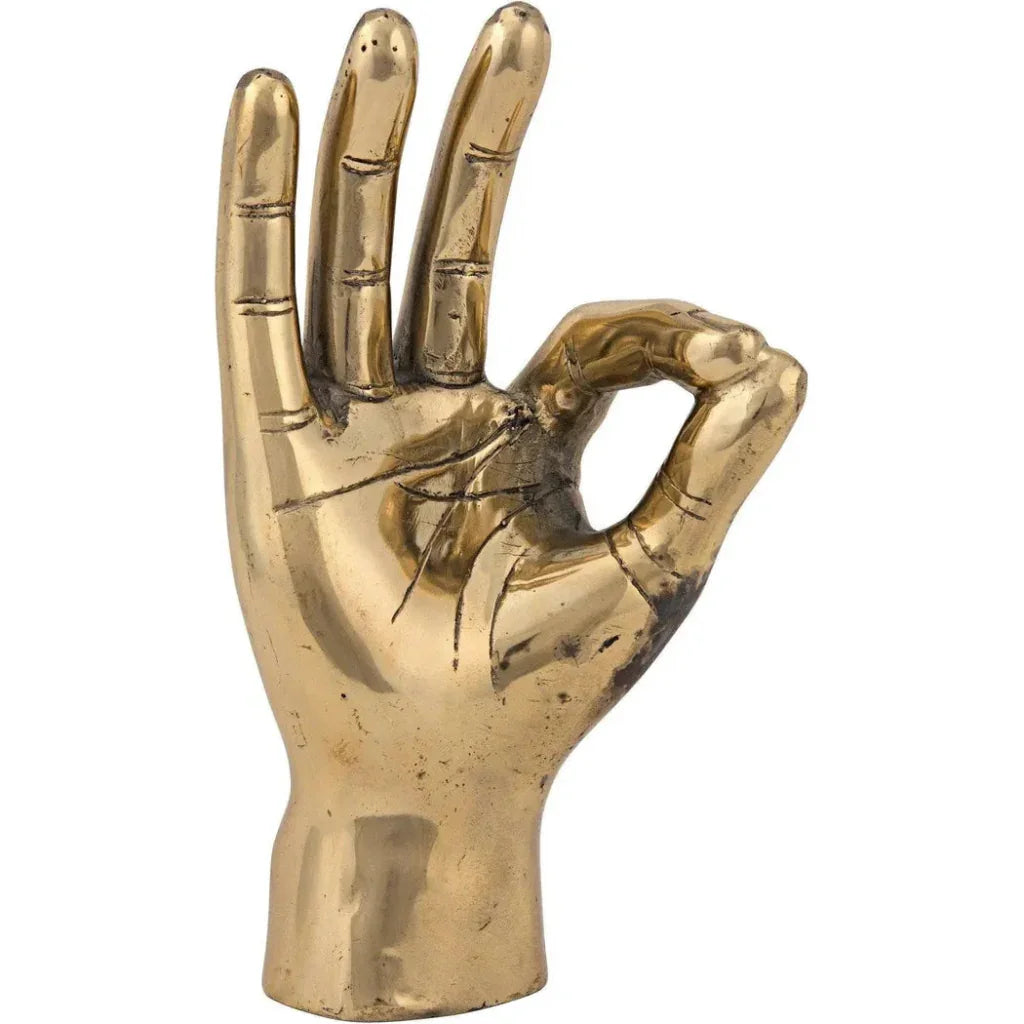 Antique Brass Hand Signs Sculpture