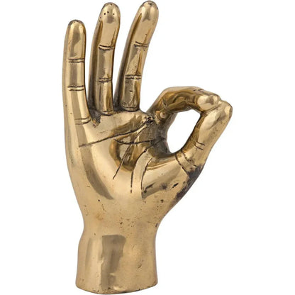 Antique Brass Hand Signs Sculpture