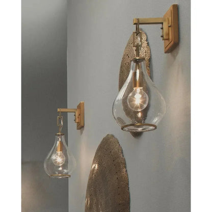 Antique Brass Tear Drop Hanging Wall Sconce - LOOMLAN - Jamie Young - Wall Sconces