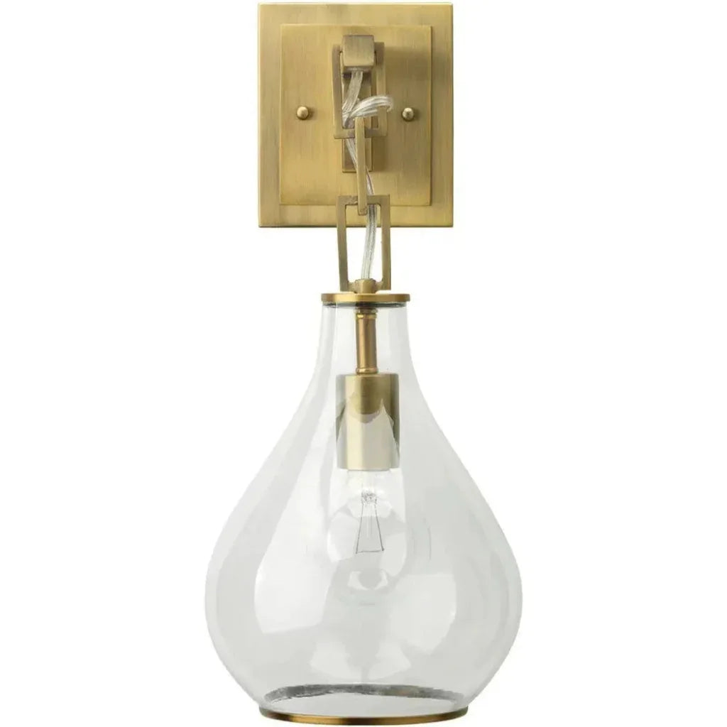 Antique Brass Tear Drop Hanging Wall Sconce - LOOMLAN - Jamie Young - Wall Sconces
