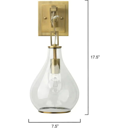 Antique Brass Tear Drop Hanging Wall Sconce - LOOMLAN - Jamie Young - Wall Sconces