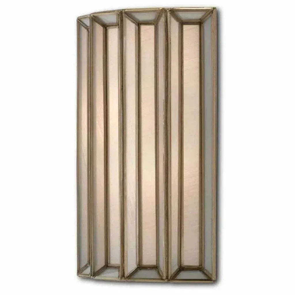 Antique Brass White Daze Wall Sconce - LOOMLAN - Currey & Co - Wall Sconces