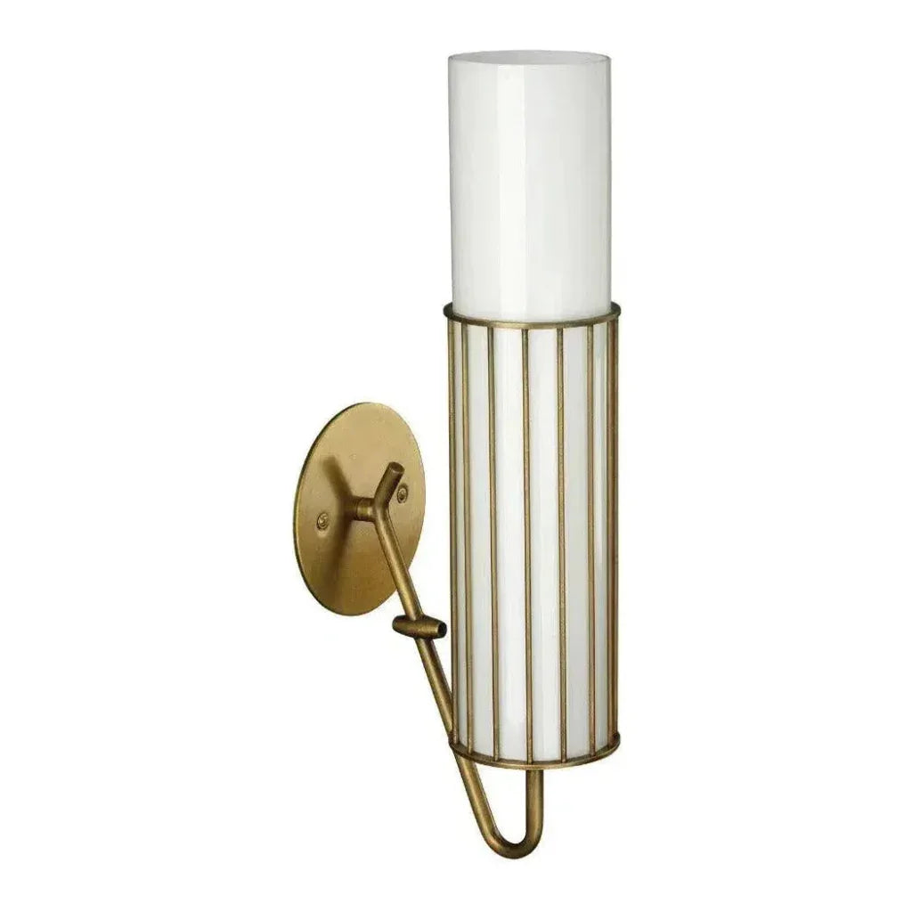 Antique Brass White Glass Torino Wall Sconce - LOOMLAN - Jamie Young - Wall Sconces