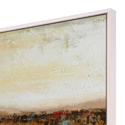 Antique Contemporary Wood Frame Blue Canvas Art