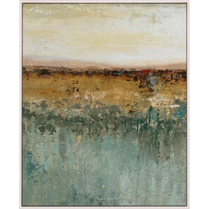 Antique Contemporary Wood Frame Blue Canvas Art