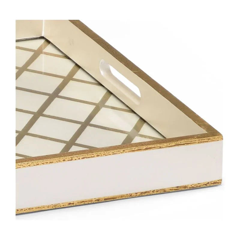 Antique Gold Accent Wooden Tray - LOOMLAN - Chelsea House - Trays