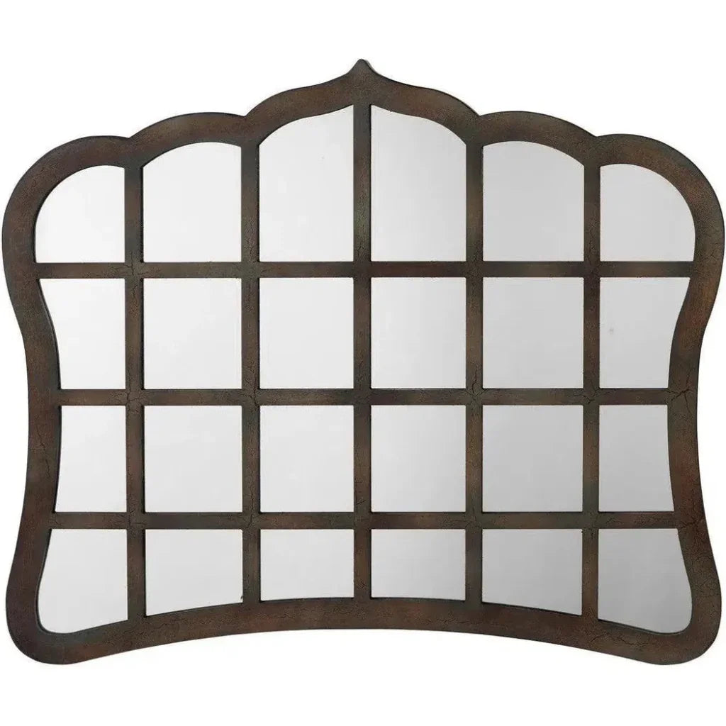 Antique Grey Wood Window Grid Wall Mirror - LOOMLAN - Jamie Young - Wall Mirrors