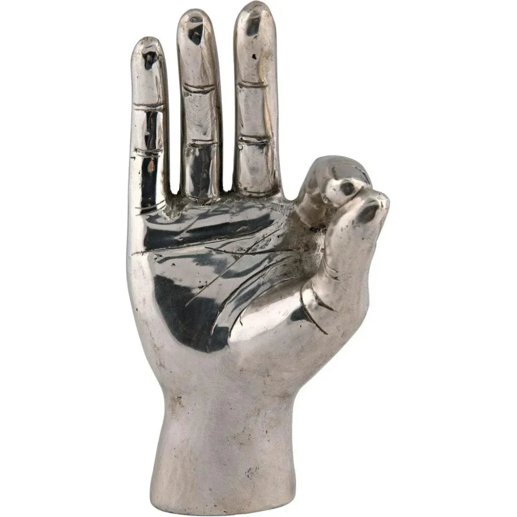 Antique Silver Hand Signs Sculpture