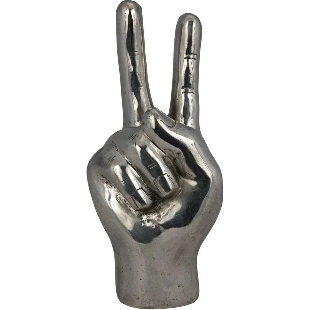 Noir Antique Silver Hand Signs Sculpture