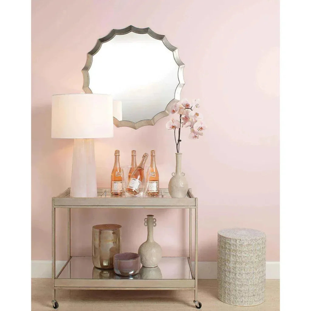 Antique Silver Round Scalloped Wall Mirror - LOOMLAN - Jamie Young - Wall Mirrors