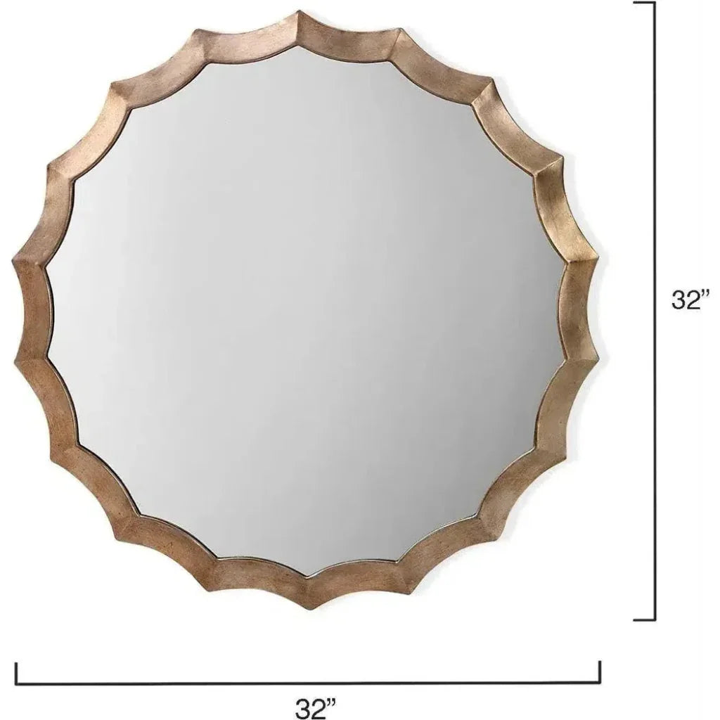 Antique Silver Round Scalloped Wall Mirror - LOOMLAN - Jamie Young - Wall Mirrors