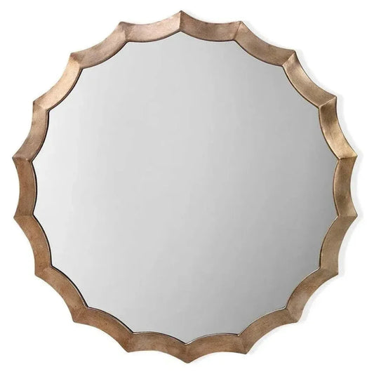 Antique Silver Round Scalloped Wall Mirror - LOOMLAN - Jamie Young - Wall Mirrors