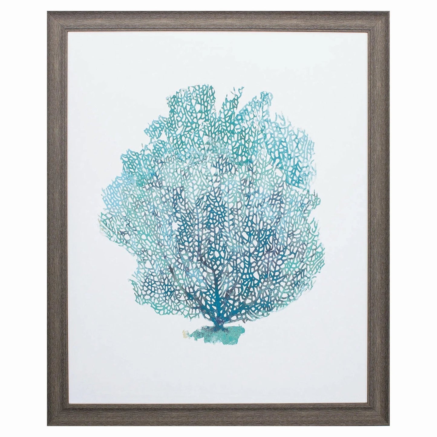 Aqua Coral on Rustic Wood Grain Frame Canvas Art
