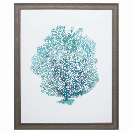 Aqua Coral on Rustic Wood Grain Frame Canvas Art