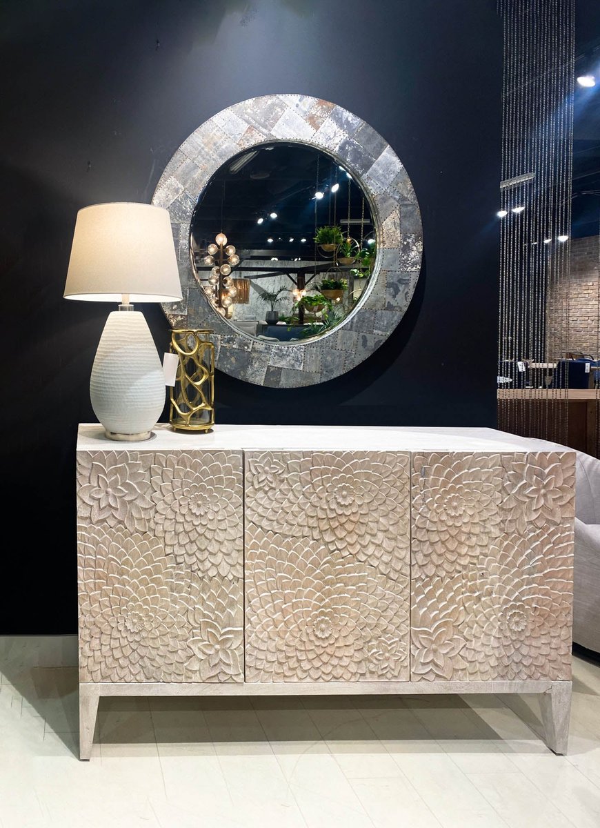 Arcadia Wood Frame Round Wall Mirror -- view 2