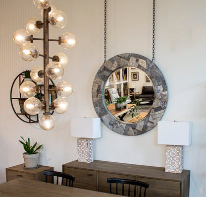 Arcadia Wood Frame Round Wall Mirror -- view 3