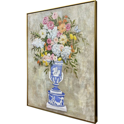Arrangement in Blue Wood Frame Canvas Art
