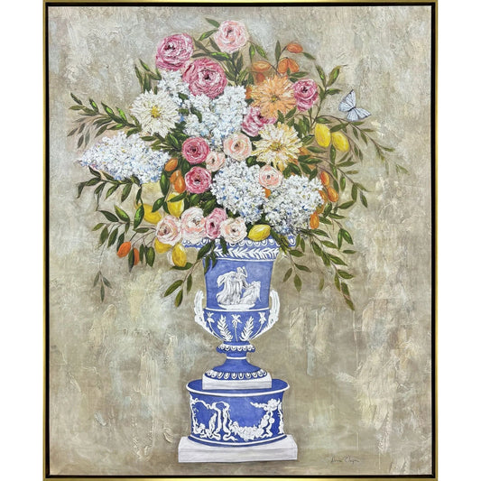 Arrangement in Blue Wood Frame Canvas Art