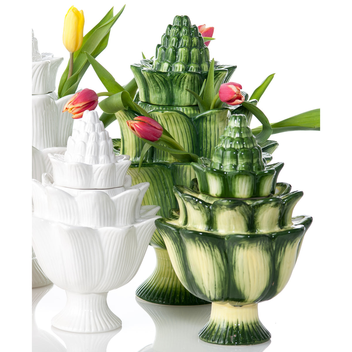 Artichoke Green Ceramic Tulipiere