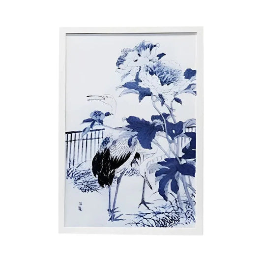 Asian Garden Blue And White Artwork-Framed Wall Art-Chelsea House-Garden I-LOOMLAN
