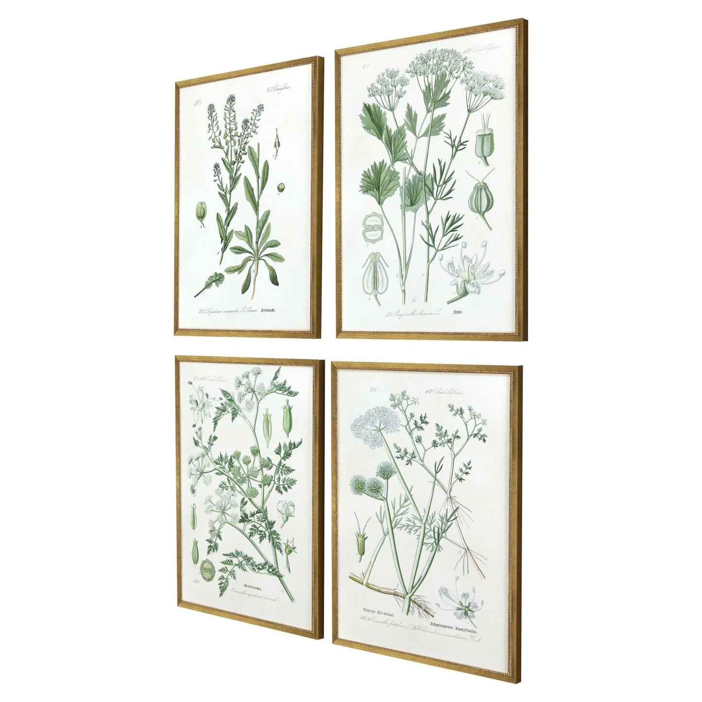 Assemblage Wood Frame Green Canvas Art 4PC