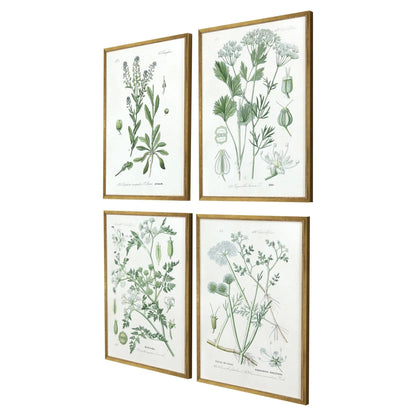 Assemblage Wood Frame Green Canvas Art 4PC