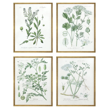 Assemblage Wood Frame Green Canvas Art 4PC